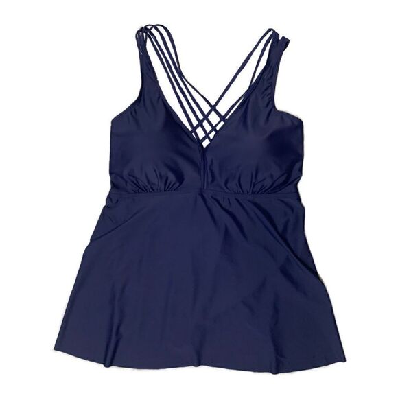 NWT Firpearl Plus Size Navy Bathing Suit for Women Flowy Tankini Top  sz… - Picture 3 of 13